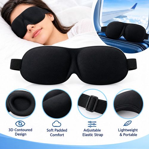 3D Eye Mask Sleep Soft Padded Blindfold Travel Sleeping Aid Cover Lightweight UK
