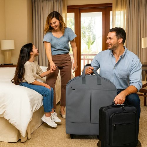 Large Garment Suit Bag Premium Grey Foldable Carrier Travel Bag Cover Storage — image 4