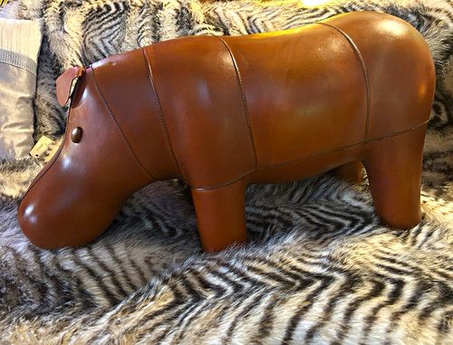 Genuine Leather Hippo Animal Footstool Ottoman Pouffe Seat Liberty 80cm New