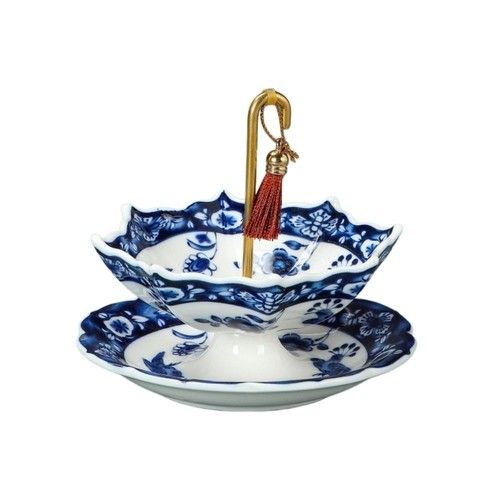 Umbrella Tea Strainer Blue&White Porcelain Tea Filter Tea Infuser Tea Tray Set