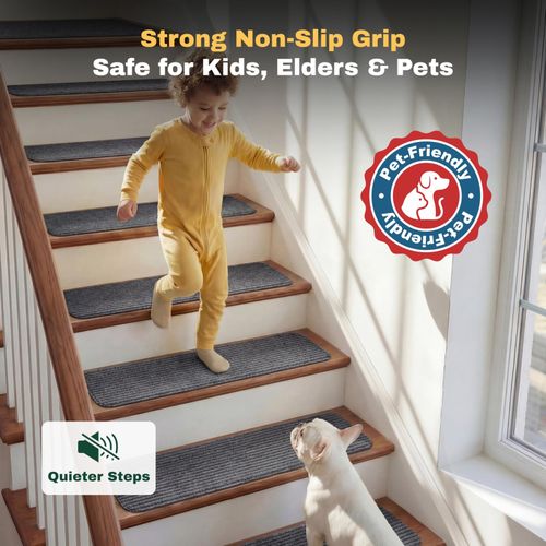 MBIGM 15-Pack Non-Slip Carpet Stair Treads, 8 x 25.6 in, 20 cm X 65 cm, Grey — image 5