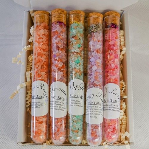 5 x Bath Salt Tubes, Bath Salt Gift Set, Self Care Gift For Women, Spa Gift Set
