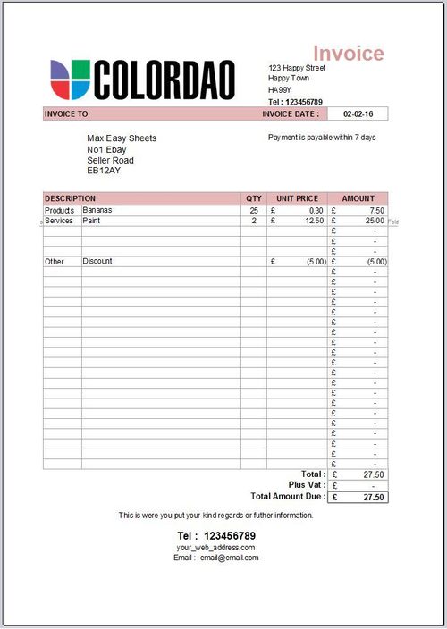 Invoice Receipt Quote, Invoice Template, Invoice Generator, Excel Spreadsheet UK — image 6