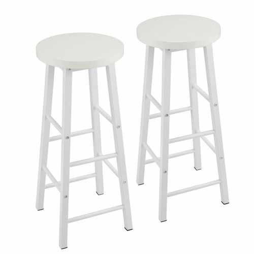 WOLTU 2x Bar Stools Kitchen Breakfast Pub Stools MDF Seat Bar Chairs Metal Legs