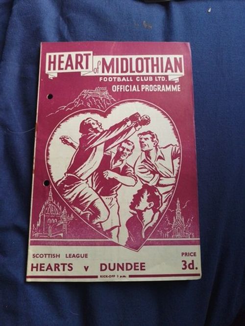 Hearts (Heart Of Midlothian) v Dundee 31st January 1953 Pin Holes 