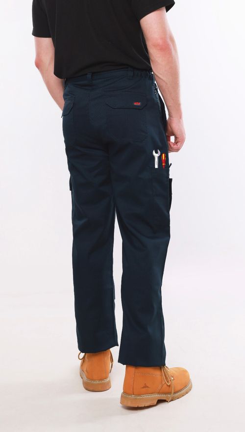 Mens Cargo Combat Work Trousers with Knee Pad Pockets by BKS - BLACK or NAVY — image 3