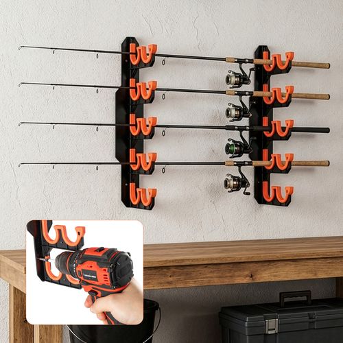 Fishing Rod Holder Wall Mount Rack for Garage Storage Holds Up 10 Rods Ceiling — image 4