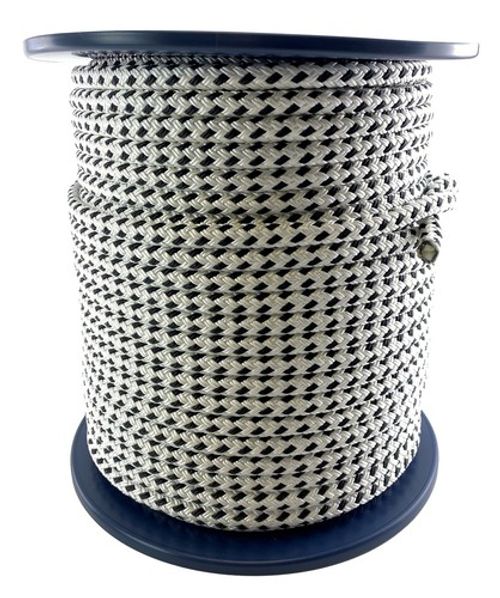 10mm White and Black Double Braid Polyester Rope x 100 Metres, Quality Docklines