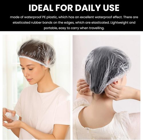 100Pcs Shower Caps Disposable, Disposable Shower Caps for Women, Large Thick Wat — image 6