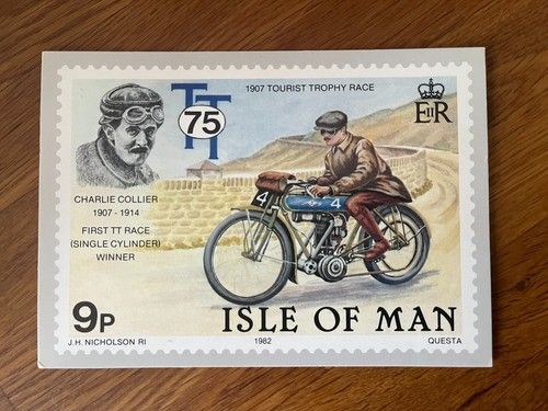 1982  Isle of Man TT Races Stamp Design Freddie Dixon HRD 1927  Postcard