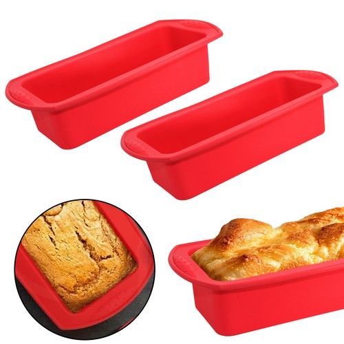 2Pcs 2lb Silicone Loaf Tin Non Stick Bread Baking Cake Mould Pan Bakeware Mold