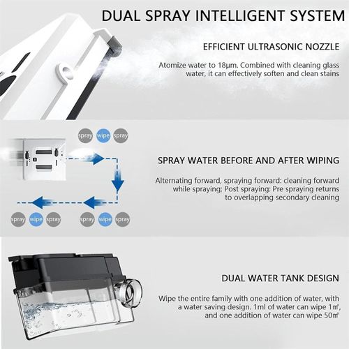 3000Pa Automatic Window Cleaner Robot Dual Sprayer Remote Control Safety Cable — image 6