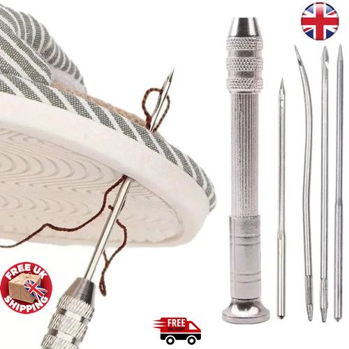 Leather Sewing Awl Kit with 4 Needles Canvas Tent Shoe Repair Stitching Tool