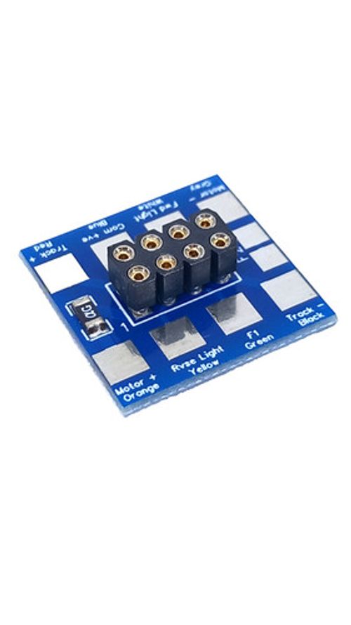 DCC NEM652 8-Pin socket with hard wiring solder tabs adaptor WITH MOTOR FUSE PCB
