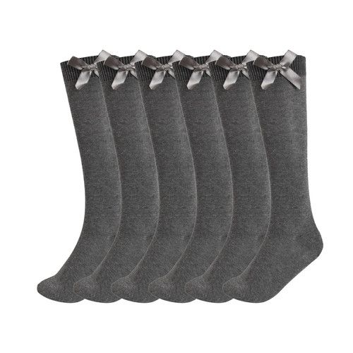 Girls Knee High School Socks With Bow Kids Party Socks All Sizes - 6/12 Pairs