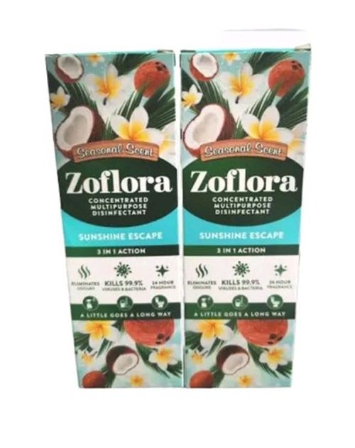 Zoflora Concentrated Disinfectant Sunshine Escape Seasonal Scent 2x500ml Bigsize