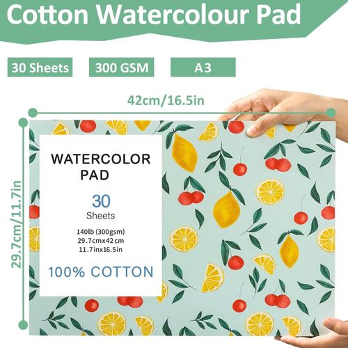 A3 Cold Press Watercolour Paper Pad 300GSM Cotton 30 Sheets — image 7