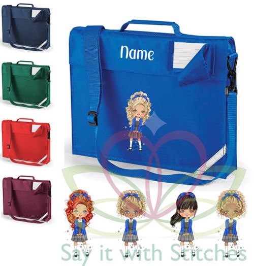 Personalised Name Book Bag Girl Clairabella Style Character Reading School Bag