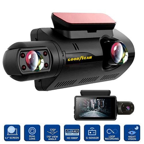 Goodyear Dual Lens Car Dash Cam with Front Rear Internal Camera HD Dashcam Taxi — image 2