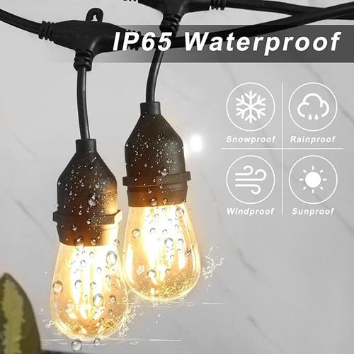 98FT Outdoor String Lights Mains Powered 30 Bulbs Garden String Festoon Lights — image 4
