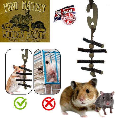 Pet Small Animal Accessories Wooden Hanging Chew Toy Mouse Hamster Gerbil Toys