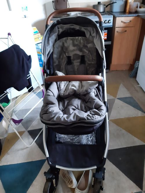 Cybex Grey Single Pushchair Brown Handlebar Rain Cover Canopy Basket — image 6