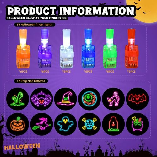 10Pcs Halloween Finger Lights LED Projector Rings Kids Party Favor Trick Treat — image 2