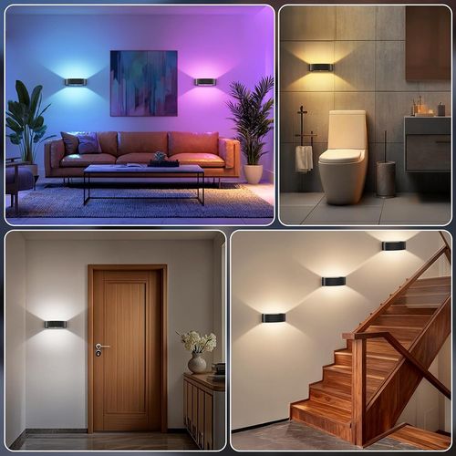 2X Wireless RGB LED Wall Light Dimmable Up/Down Wall Sconce Motion Sensor Indoor — image 4