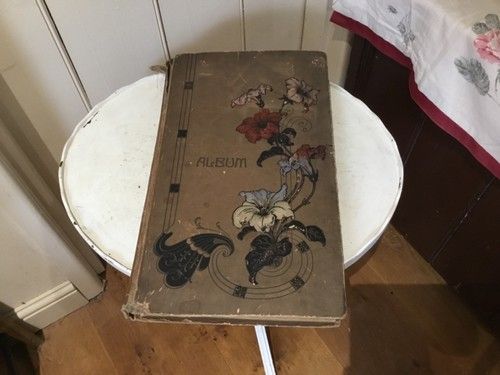 Antique Art Deco POSTCARD Album dated 1906 & 195 vintage mixed early postcards