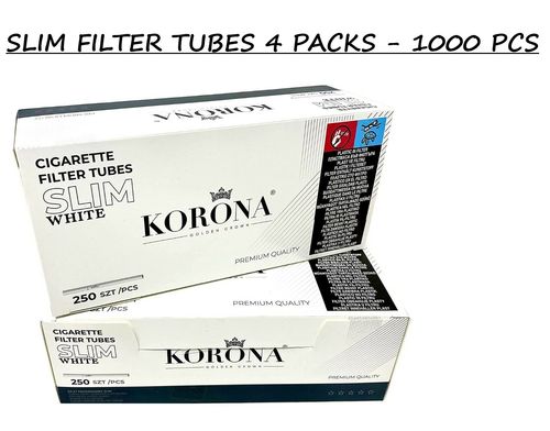 KORONA SLIM premium EMPTY Cigarette Filter Tubes 1000 tubes-4 packs — image 1