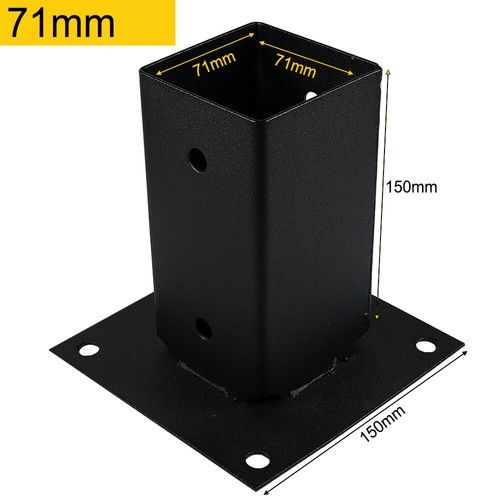 Black Heavy Duty Galvanised Bolt Down Pergola Post Support Bracket Post Base