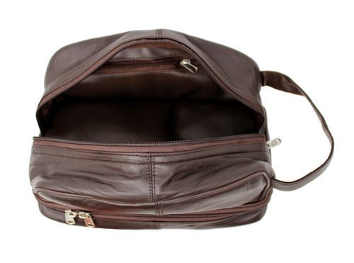 Men Women Large Leather Wash Bag Zipped Toiletries Cosmetic Bag Pouch 3530 — image 7