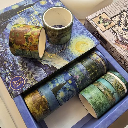Unique Art Pattern Decorative Washi Tape Set - 18 Multicolour Rolls — image 6
