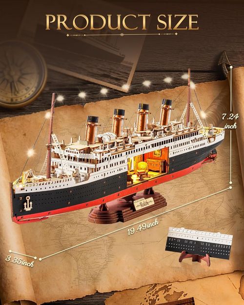 Rolife 3D Wooden Puzzle Titanic Model Ship Model with LED Home Decor Xmas Gift — image 11