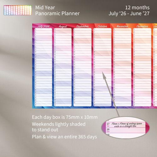 Mid Year Wall Planner 2026 2027 Large Academic Calendar Work Home Office Chart — image 7