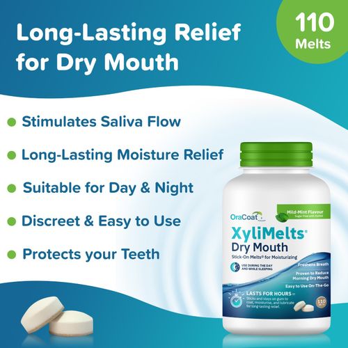 OraCoat XyliMelts Mild Mint 110 Discs for Dry Mouth, Night-Time Relief, Xylitol — image 2