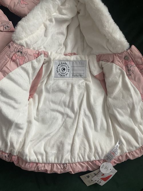 2 x George Disney Baby Minnie Mouse Pink Hooded Padded Puffer Jacket 0-3 Months — image 2