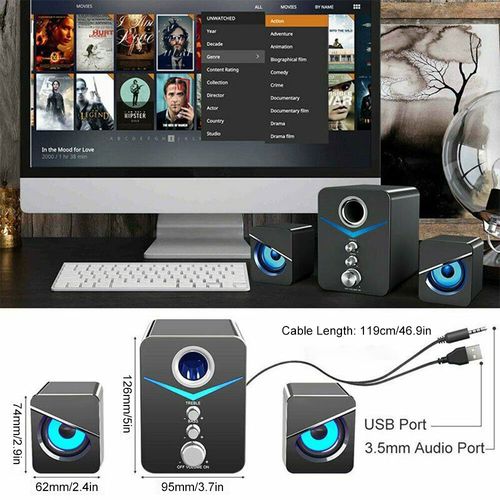 Speakers Surround Sound System LED PC Gaming Bass USB Wired for Desktop Computer — image 2