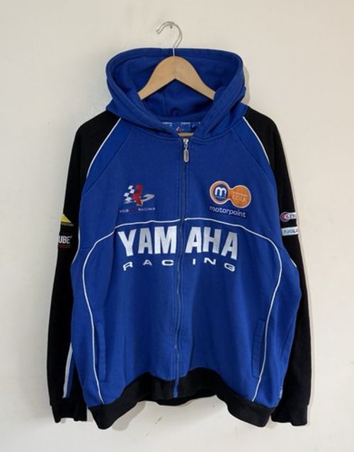 Yamaha Racing Vintage Rob Mac Racing Blue Motorpoint Hoodie Jacket Mens XXL