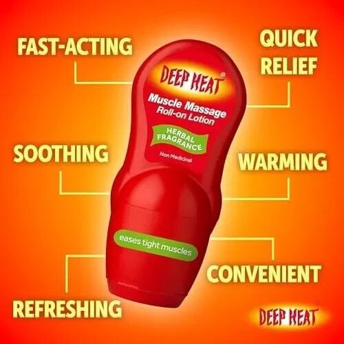6 X Deep Heat Muscle Massage Roll On Lotion Deep Heater Massager Heat Rub 50ml — image 6