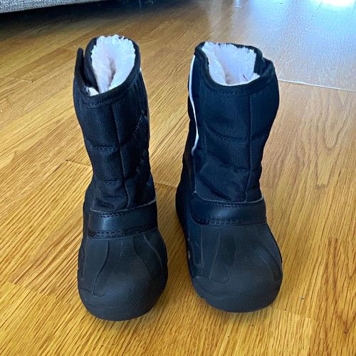 Campri Kids Black Snow Boots UK 9 EU 27 Faux Fur Lined Mid-Calf Round