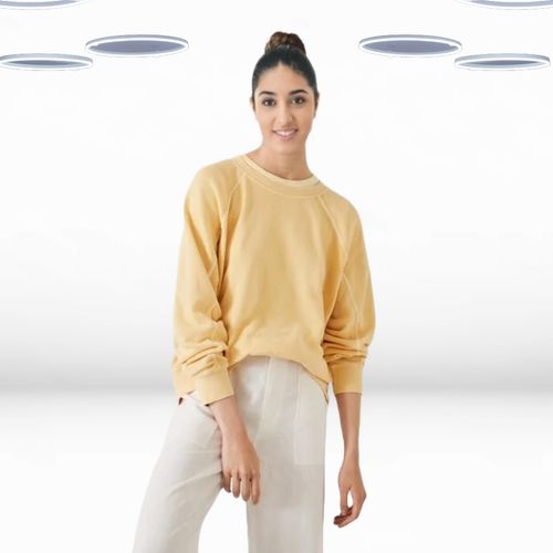 Ex Hush Women’s Sweatshirt Yellow Long Sleeve Lightweight Cotton (Defect) — image 2