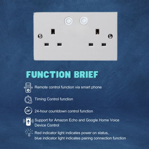 13A Double 2 Gang Socket Wifi, Smart Power Socket , Smart Devices Connect -White — image 4