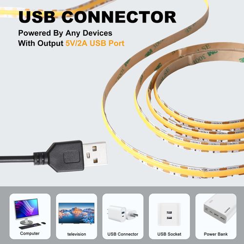 HCHEOG USB LED Light Strip 1.5M COB Led 1.5M(with Cable), 4000k — image 4