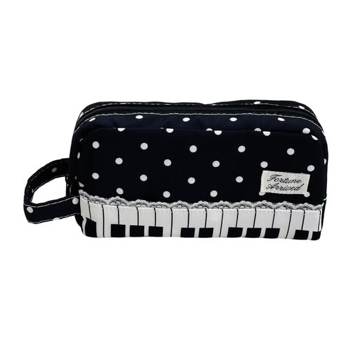 Piano Key Polka Dot Pencil Case Large Student Stationery Bag with Hand Strap — image 1