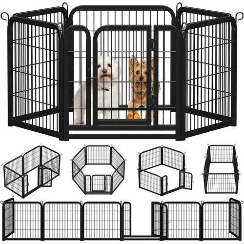 6 Pcs Metal Dog Playpen Foldable Puppy Exercise Pen Pet Fence for Medium Animals