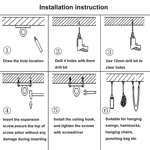 2X Heavy Duty Stainless Hammock Hanging Hook Kit Swing Chair Bracket Hardware — image 7