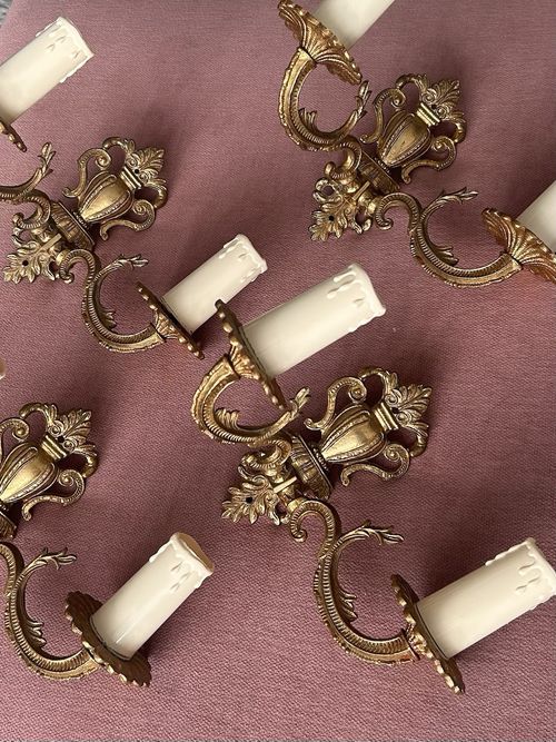 Vintage Brass Pair Ornate Antique Style Wall Sconce By Bronceart Torrent 2 Arm  — image 10