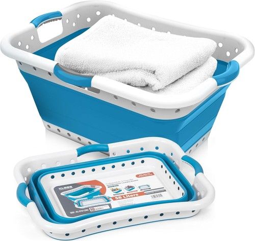 Large 58L Collapsible Laundry Basket with Handles Pop up Plastic Washing Basket