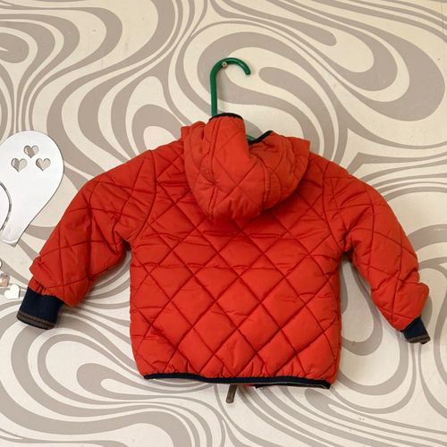 Marks & Spencer Baby Orange Quilted Hooded Jacket Full Zip Polyester 9-12M